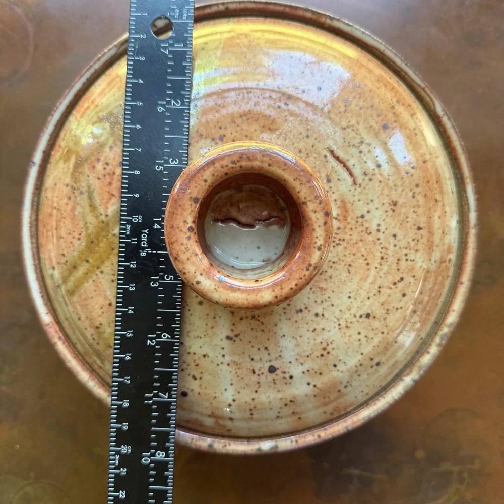 Vintage Studio Pottery Lidded Casserole Bowl Hand Thrown Stoneware Dish Handmade